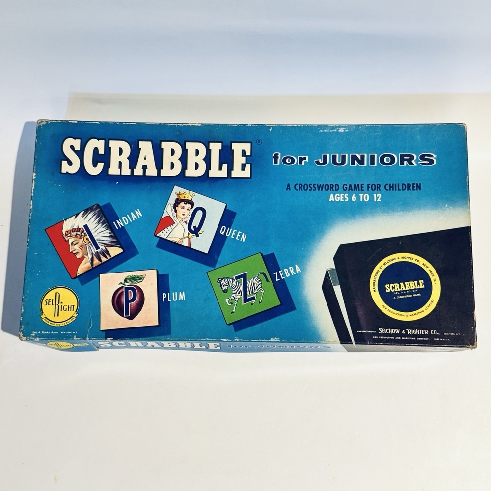 Scrabble for Juniors 1958 Sechow & Righter Co Complete Double Sided Board